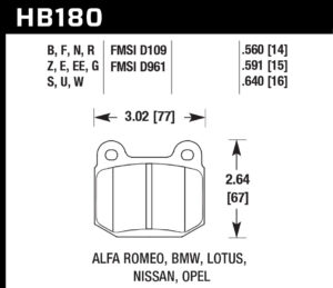HAWK BRAKE Street Brake Pads Rear WRX HPS 5.0 HB180B.560