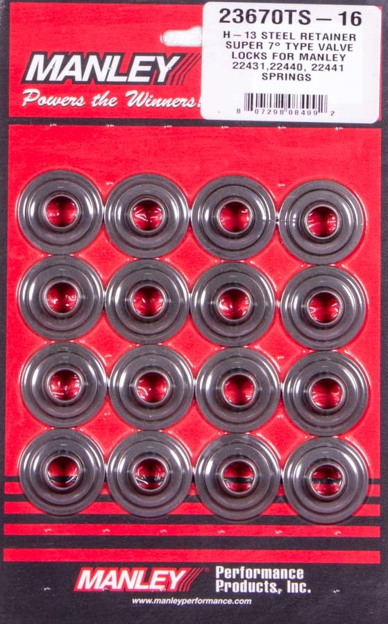 MANLEY Super 7 H-13 Lwt Valve Spring Retainers 23670TS-16