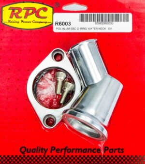 RACING POWER CO-PACKAGED 66-75 Chevy V8 Alum 45 Deg Water Neck Polished R6003