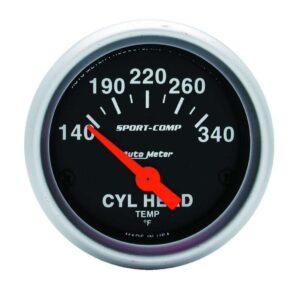 AUTOMETER 2-1/16in S/C Cylinder Hd Temp. Gauge 140-340 3336