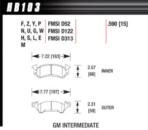 HAWK BRAKE Full Size GM-HP Plus HB103N.590