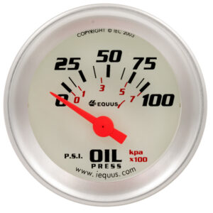 EQUUS 1-1/2 Dia Oil Pressure Gauge Silver  0-100psi E8164