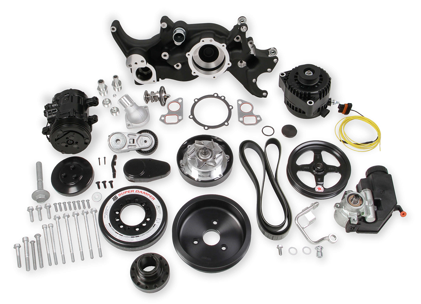 HOLLEY GM LS Mid Mount Complete Accessory Kit – Black 20-180BK