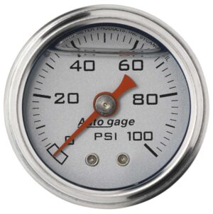 AUTOMETER 1-1/2in Pressure Gauge – 0-100psi – Silver Face 2180