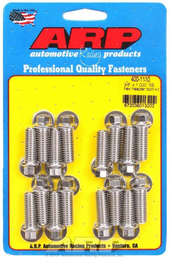 ARP S/S Header Bolt Kit – 3/8 x 1.00 UHL (16) 400-1110