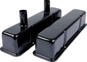 ALLSTAR PERFORMANCE Valve Covers SBC Steel Black w/Tubes ALL26147