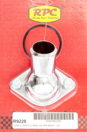 RACING POWER CO-PACKAGED 55-64 Chevy V8 Steel 45 Deg Water Neck Chrome R9228