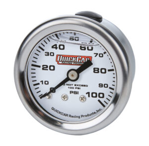 QUICKCAR RACING PRODUCTS Pressure Gauge 0-100 PSI 1.5in Liquid Filled 611-90100
