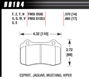 HAWK BRAKE Performance Street Brake Pad (4) HB194Z.570