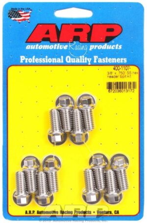 ARP S/S Header Bolt Kit – 3/8 x .750 UHL (12) 400-1107