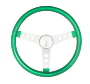 GRANT Steering Wheel Mtl Flake Green/Spoke Chrm 13.5 8442