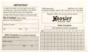 HOOSIER Hoosier Registration Card CIM200