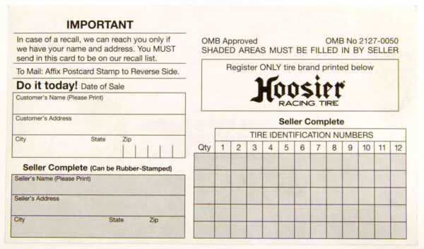 HOOSIER Hoosier Registration Card CIM200