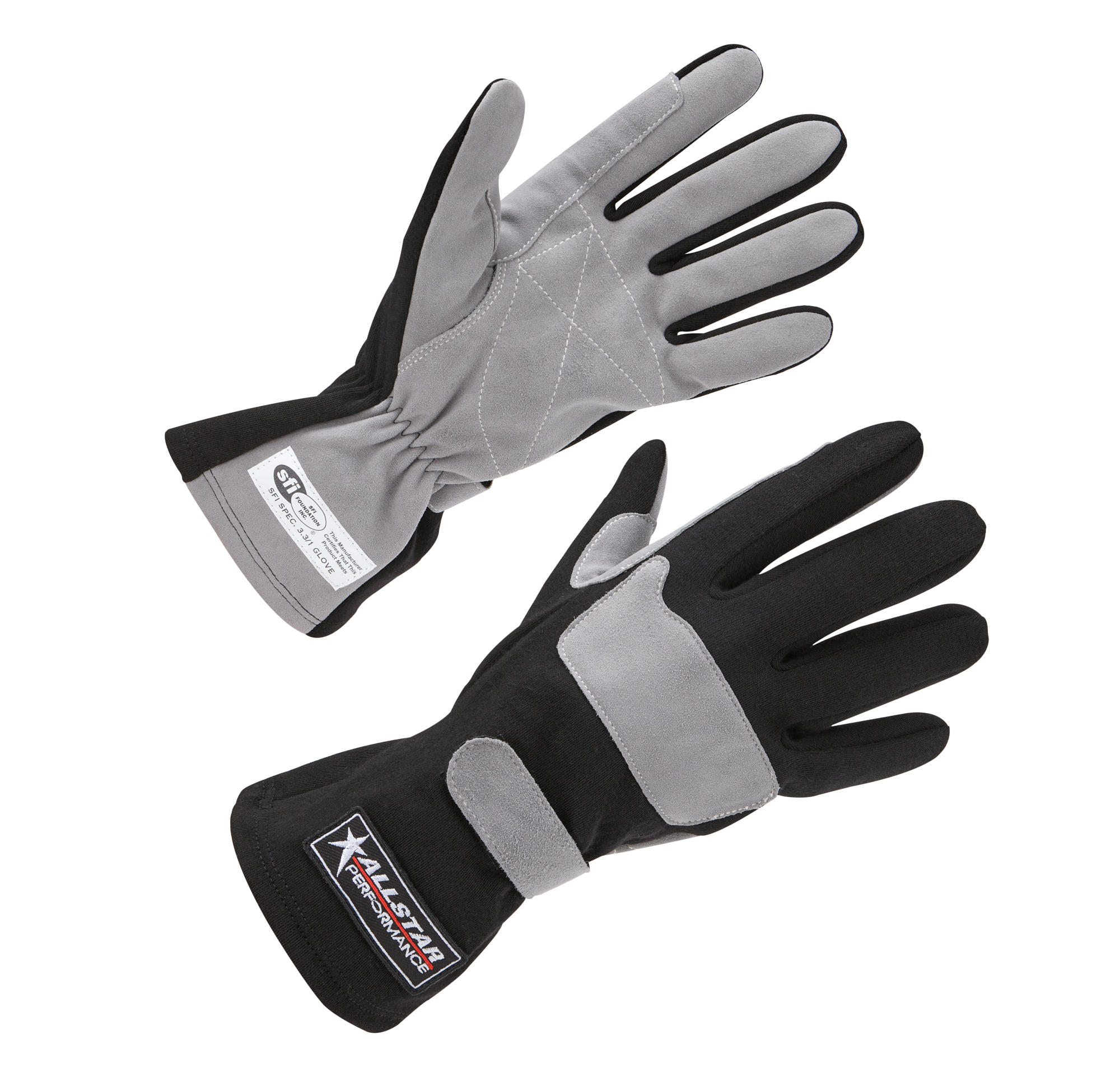ALLSTAR PERFORMANCE Driving Gloves SFI 3.3/1 S/L Black/Gray Large ALL911014