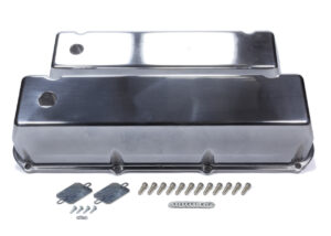 MR. GASKET BBF Cast Alm Valve Cover Set w/Hole Polished 6873G
