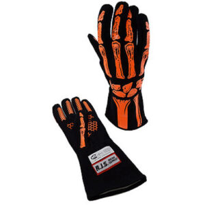 RJS SAFETY Double Layer Orange Skeleton Gloves Medium 600090153