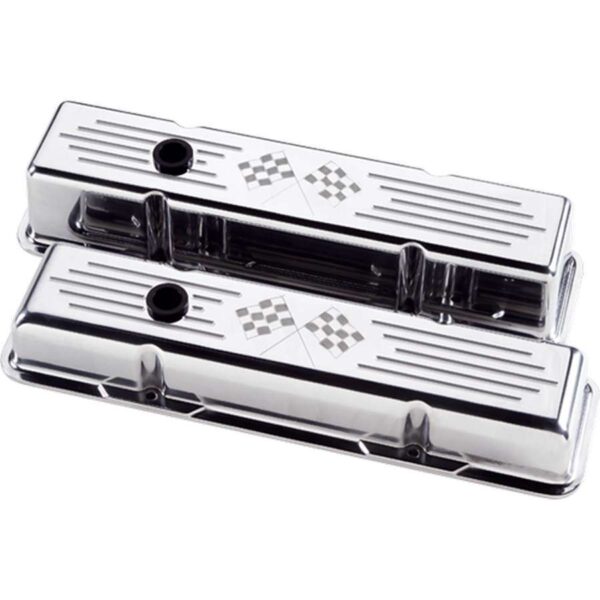 BILLET SPECIALTIES SBC Short Checkered Flag Valve Covers 95127