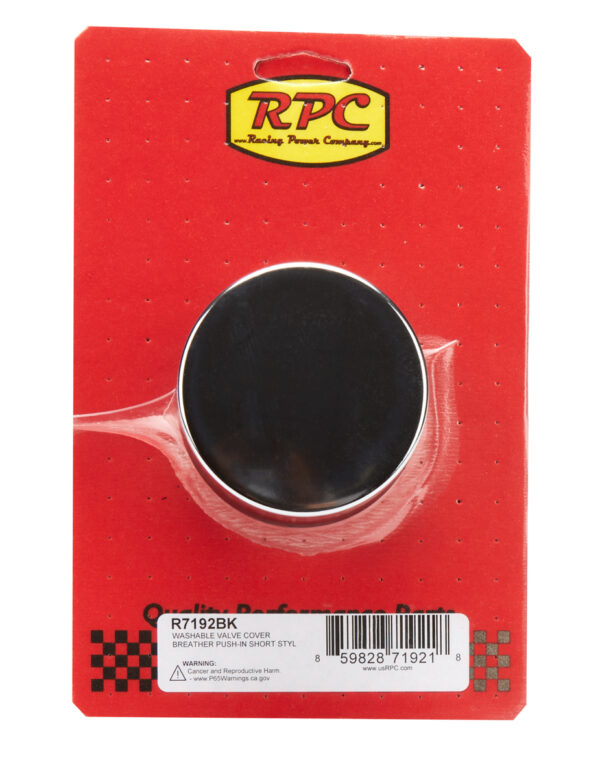 RACING POWER CO-PACKAGED Valve Cover Breather Push In Short Black Each R7192BK