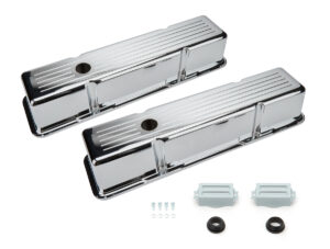 RACING POWER CO-PACKAGED SBC Aluminum Valve Cover Chrome Ball Milled Pair R6130C