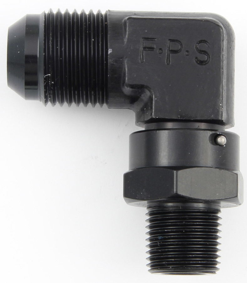 FRAGOLA #8 x 1/4 MPT 90 Deg Swivel Adapter Black 499107-BL