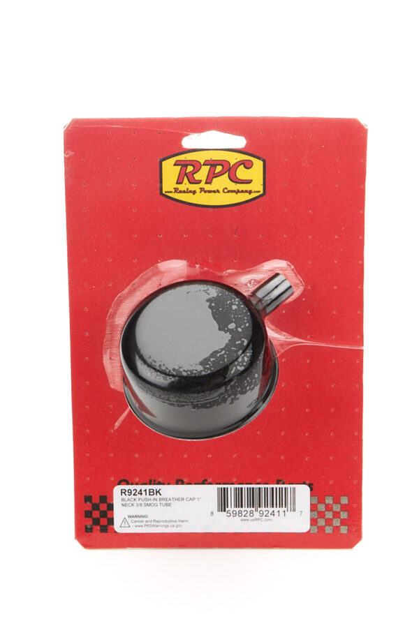 RACING POWER CO-PACKAGED Valve Cover Breather w/ Smog Tube Black Each R9241BK