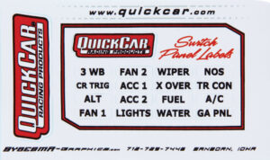 QUICKCAR RACING PRODUCTS Switch Panel Stickers Large Ignition Panels 50-003