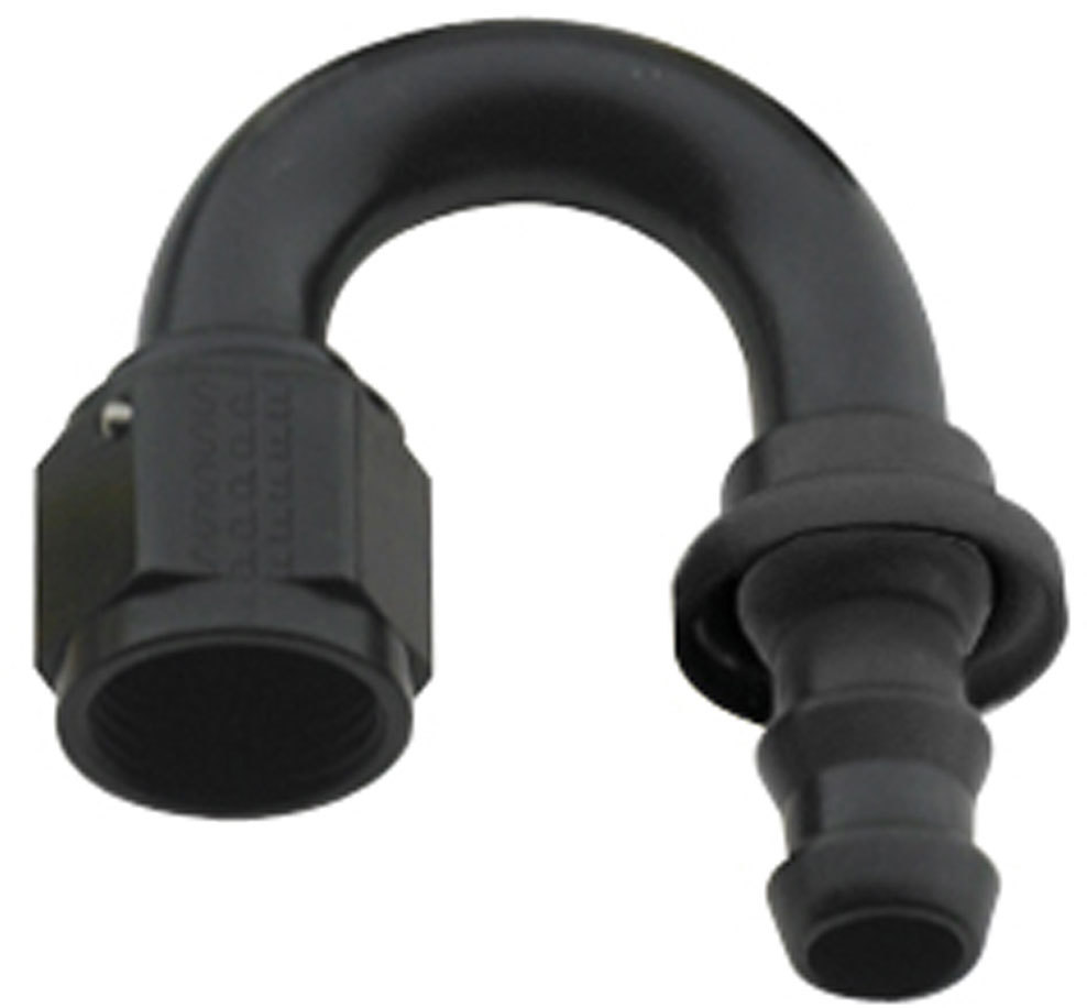 FRAGOLA Hose Fitting #10 180 Deg Push Lock Black 218010-BL