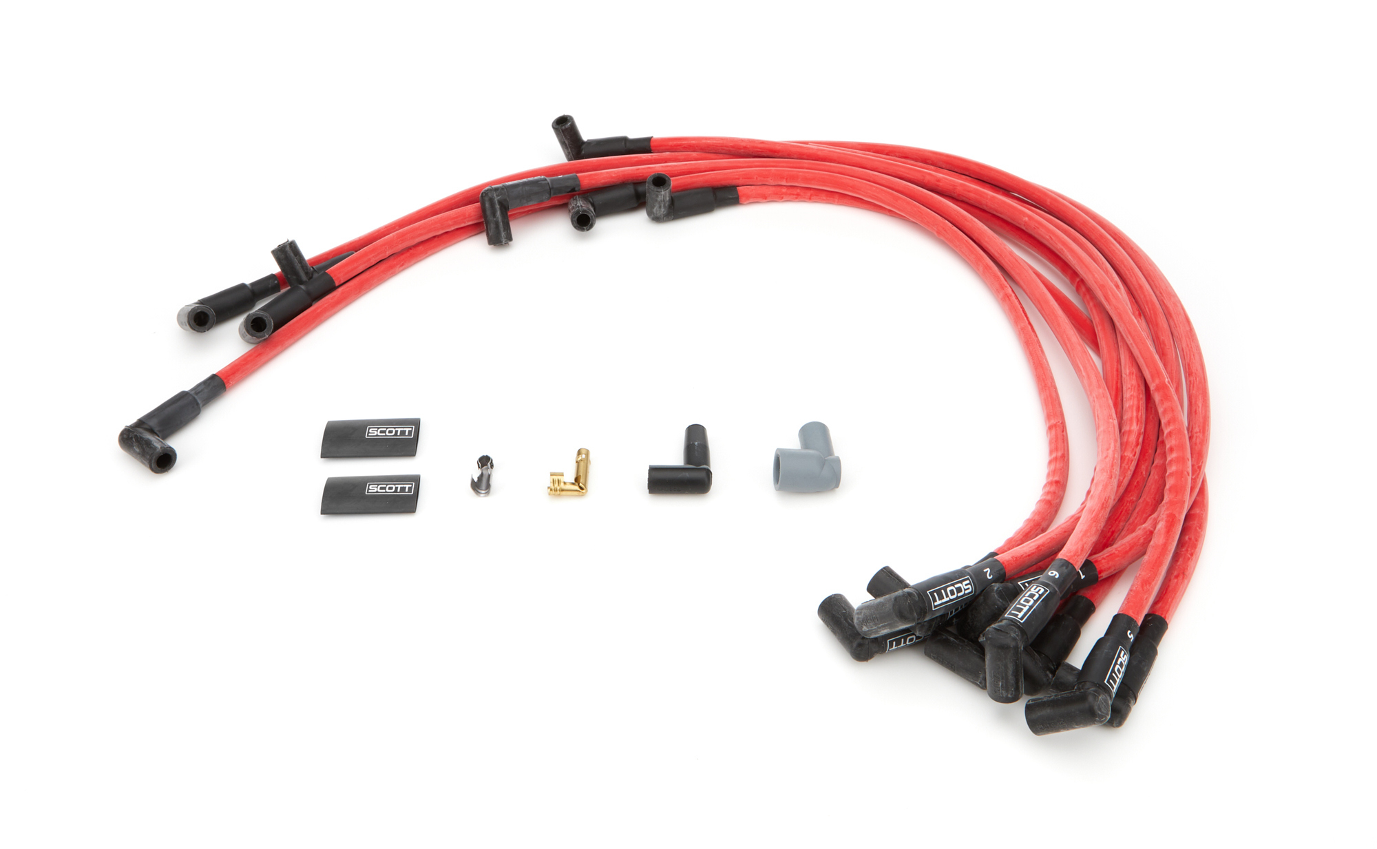 SCOTT PERFORMANCE SBC Spark Plug Wire Set 90-Degree – Red CH-407-2