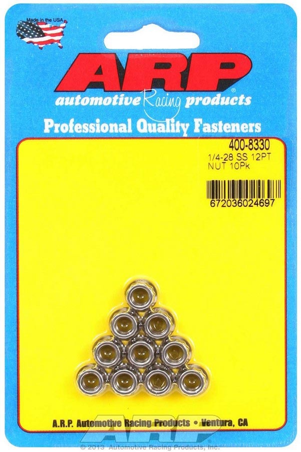 ARP S/S 12pt. Nuts – 1/4-28 (10) 400-8330