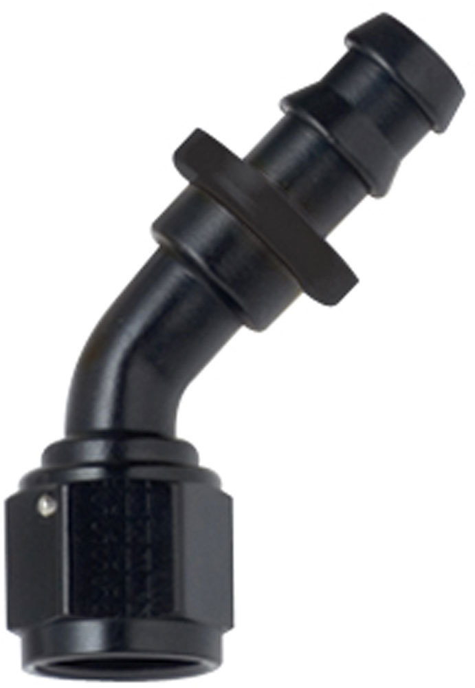 FRAGOLA Hose Fitting #4 45 Deg Push Lock Black 204504-BL