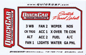 QUICKCAR RACING PRODUCTS Switch Panel Stickers Small Ignition Panels 50-004